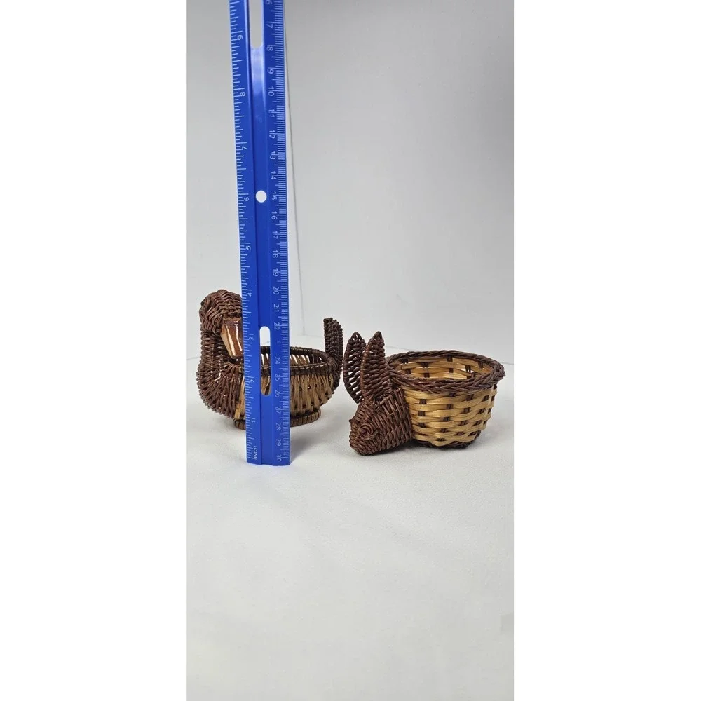 Vintage Wicker‎ Bunny & Duck Mini Baskets Set Easter Farmhouse Decor